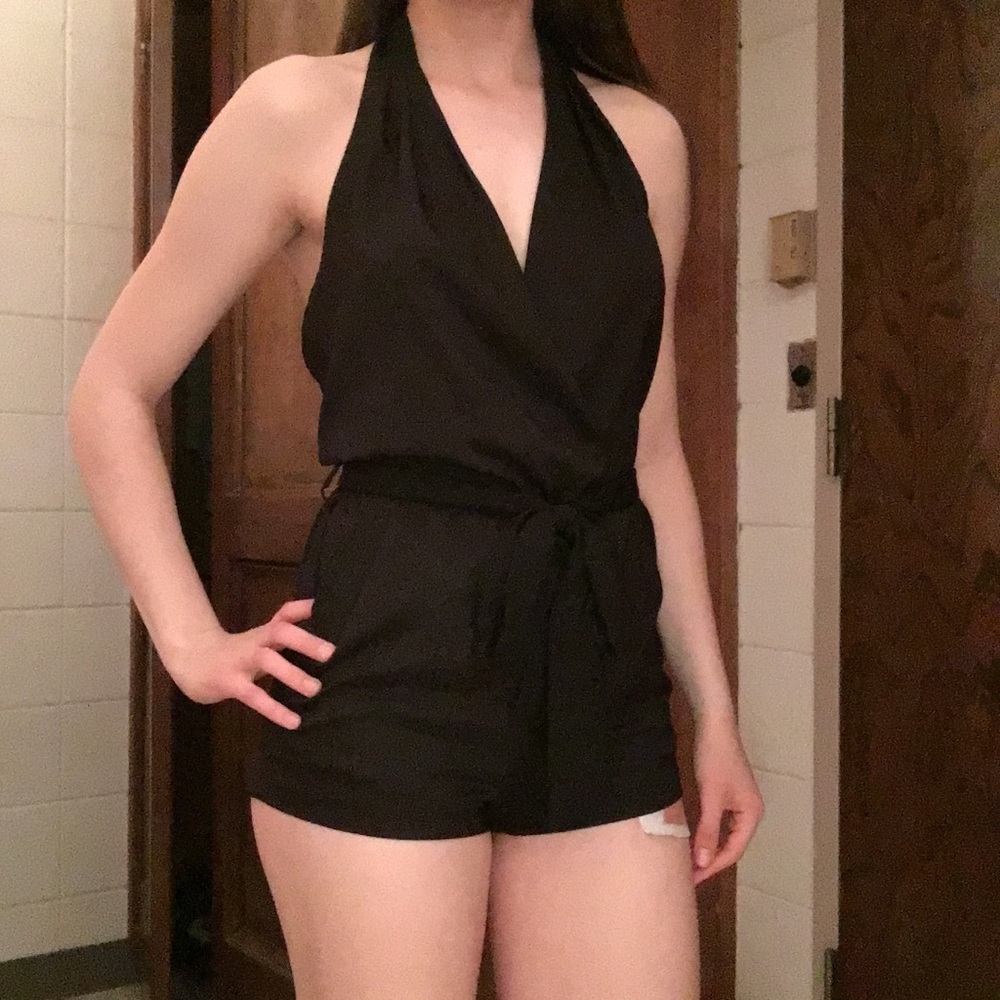 Black Backless Romper